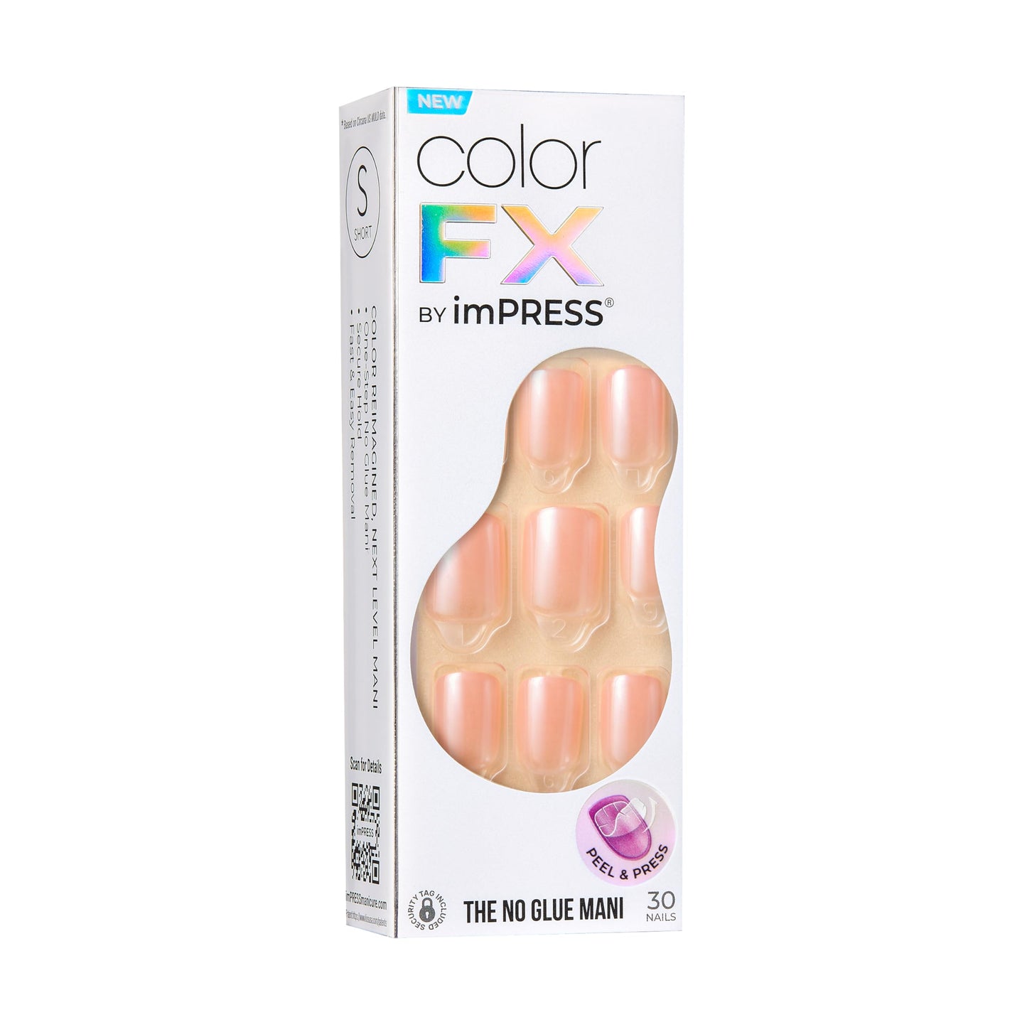 Kiss Impress No Glue Mani Press On Nails, Color FX, 'The Weekends', Pink, Short Size, Squoval Shape, Includes 30 Nails, Prep Pad, Instructions Sheet, 1 Manicure Stick, 1 Mini File