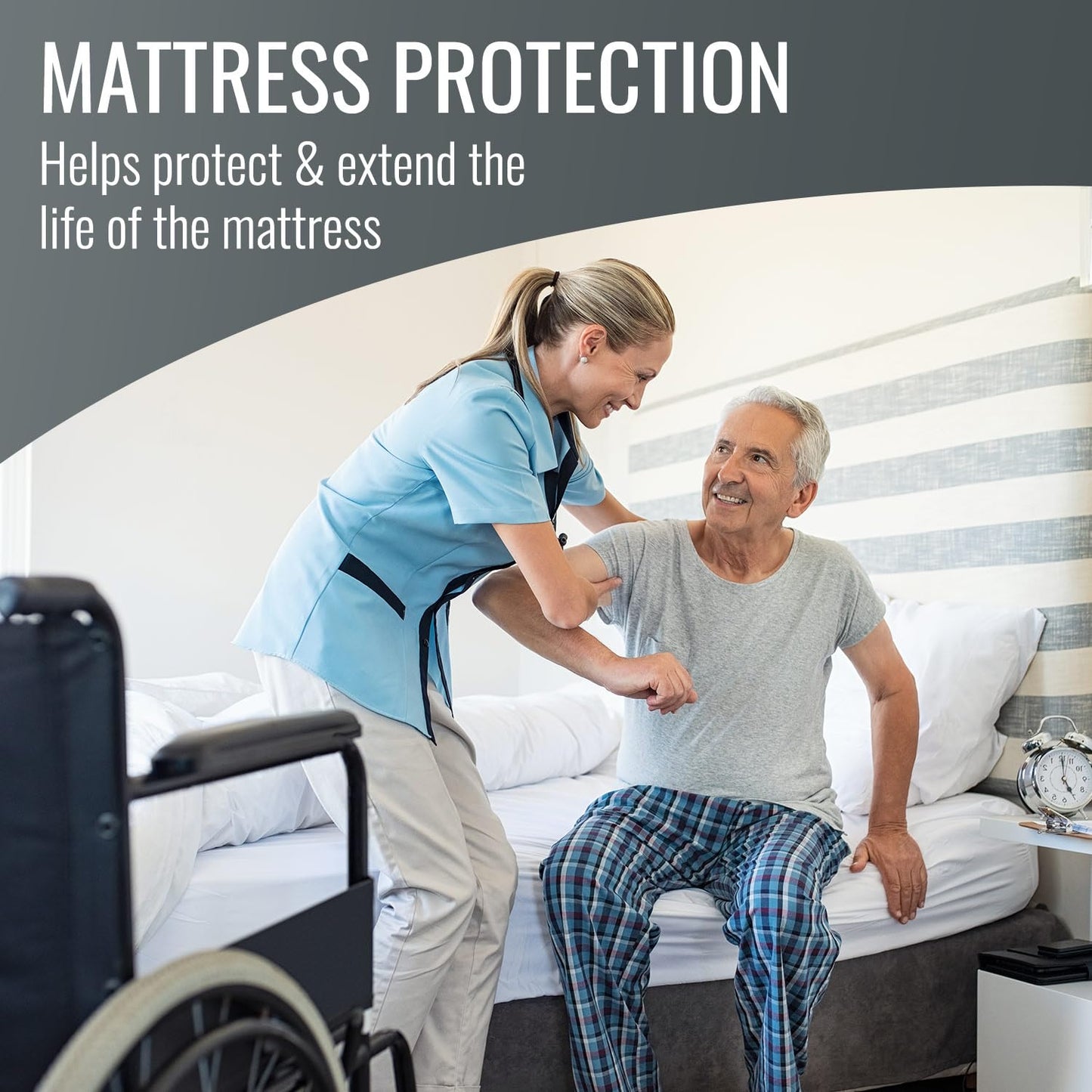 DMI Waterproof Mattress Protector, Mattress Pad, Waterproof Mattress Cover, Bed Pad and Bed Cover, Contoured Fitted Sheet Fit, King, Package May Vary (Pack of 24)