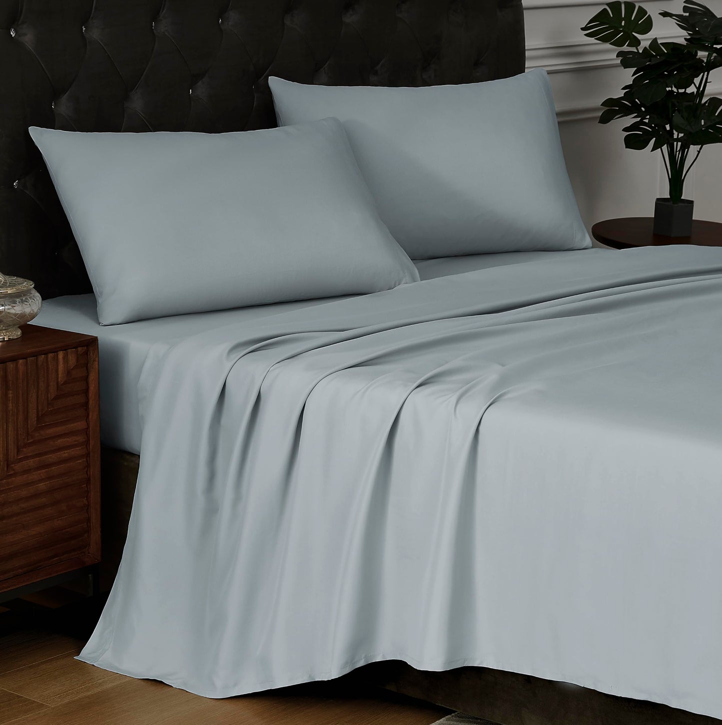 Linen Closet 4 Piece Sheet Set - Breathable, Brushed for Softness, Soft & Wrinkle Resistant, Up to 14" Deep-Pocket Sheets - Easy Care, Queen Size, Cloudy Gray