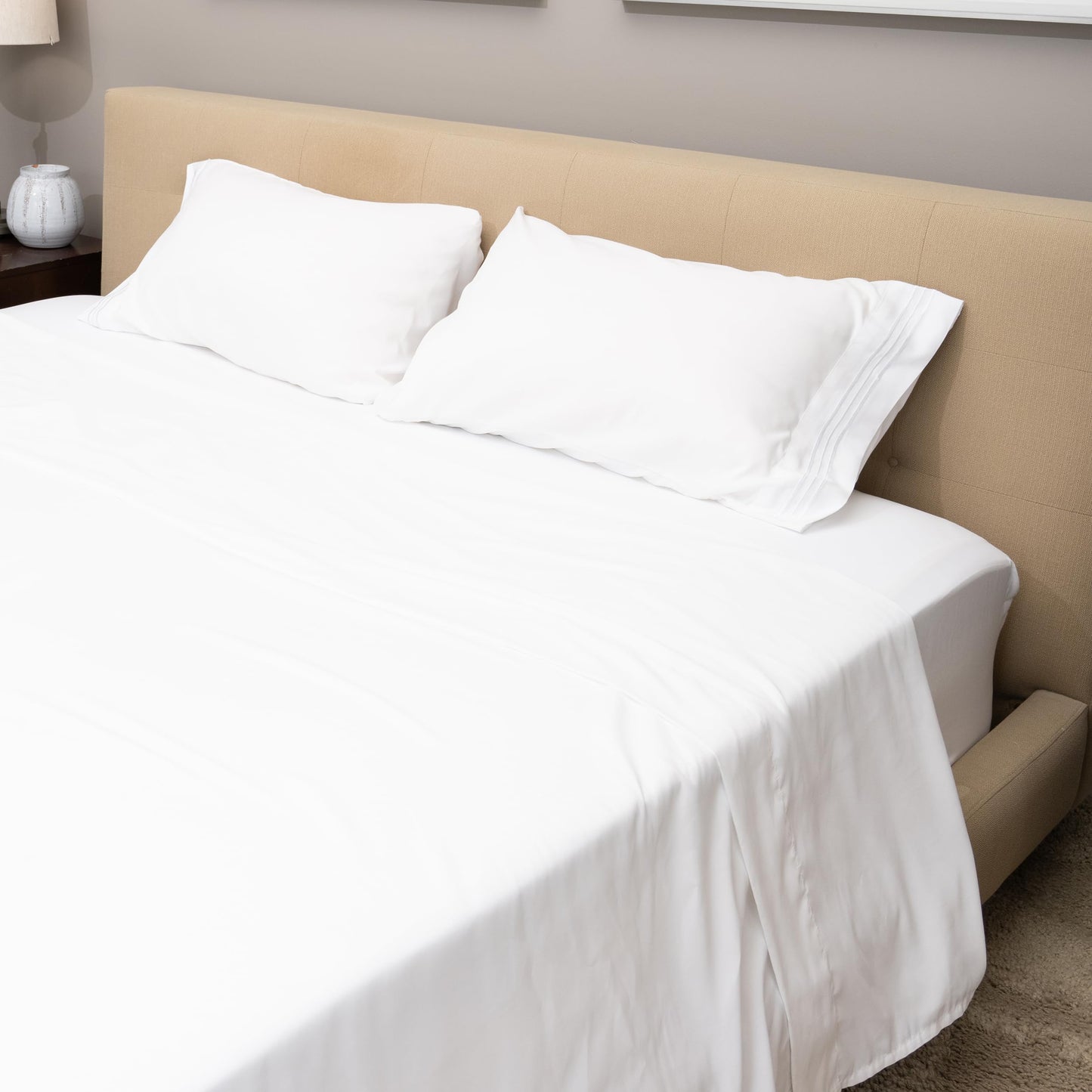Stych & Loom Queen Sheet Set – 4-Piece Soft Microfiber Sheets Set with Flat & Fitted Sheets and 2 Pillowcases – Deep Pockets, Wrinkle Resistant, and Oeko-TEX Certified (White, Queen)
