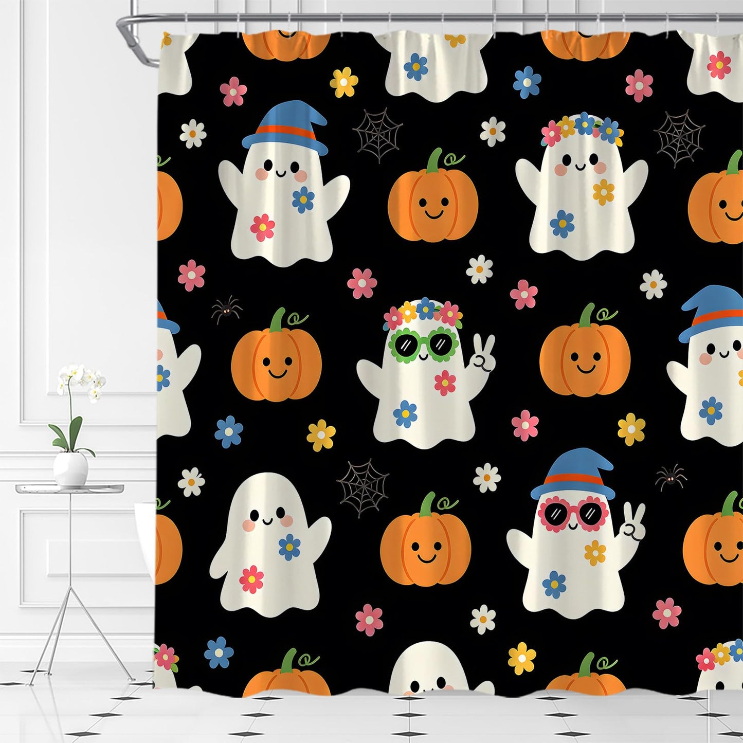 UEAUUN Halloween Ghost Shower Curtain, 72''Wx72''L