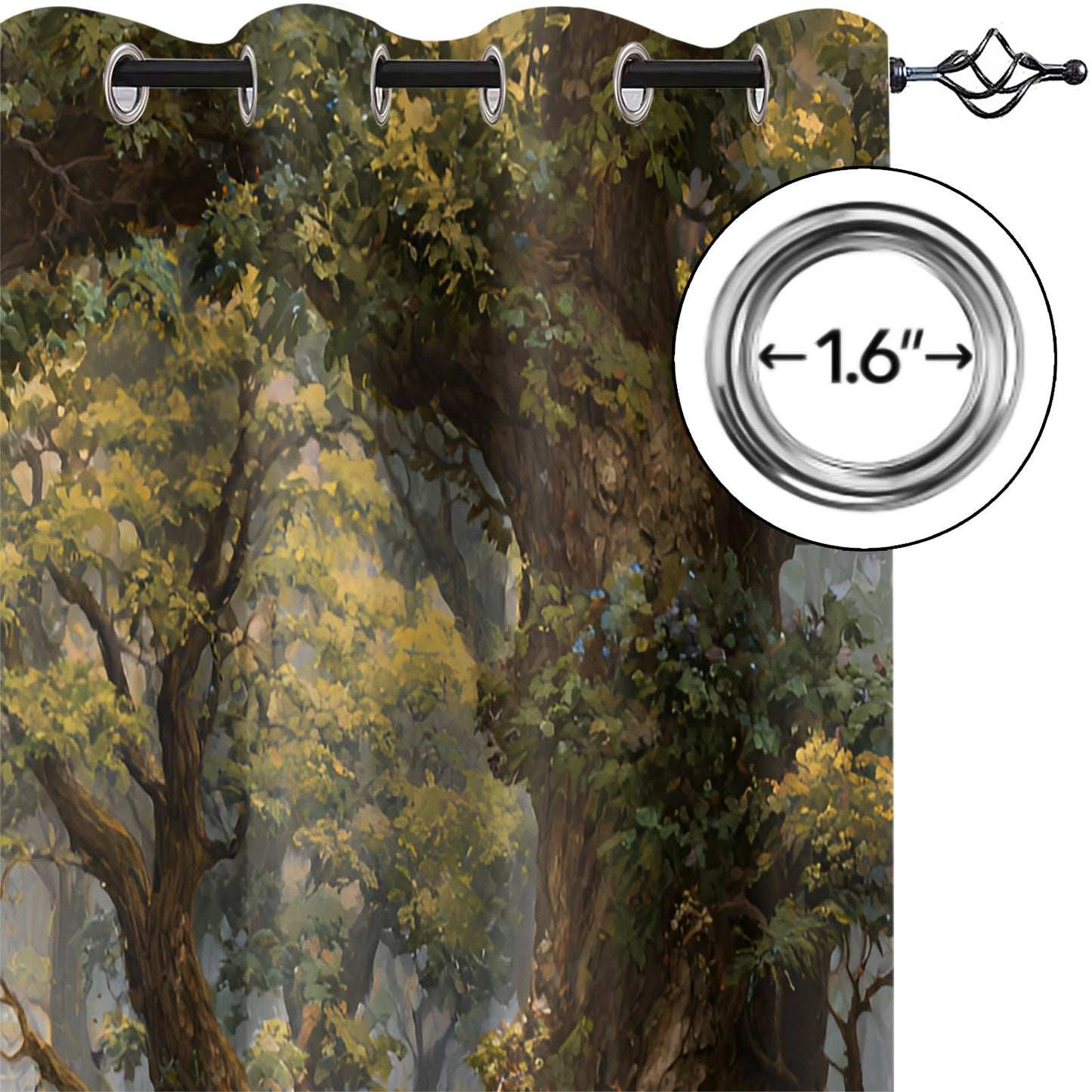 JAXIUOF Forest Blackout Curtains for Bedroom, Jungle Curtains 63 Inch Long 2 Panels Woodland Drapes, Grommet Top Window Treatments for Living Room Kitchen Decor
