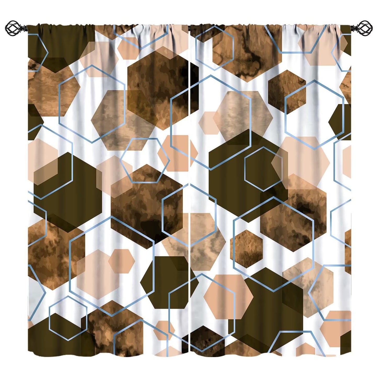 YCness Marble Curtains Modern Abstract Brown Geometric Art Printed Blackout Window Drapes for Bedroom Living Room Decor Fabric Set 2 Panel 42x45 Inch 80% Shading Rate