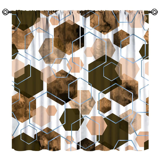 YCness Marble Curtains Modern Abstract Brown Geometric Art Printed Blackout Window Drapes for Bedroom Living Room Decor Fabric Set 2 Panel 42x45 Inch 80% Shading Rate