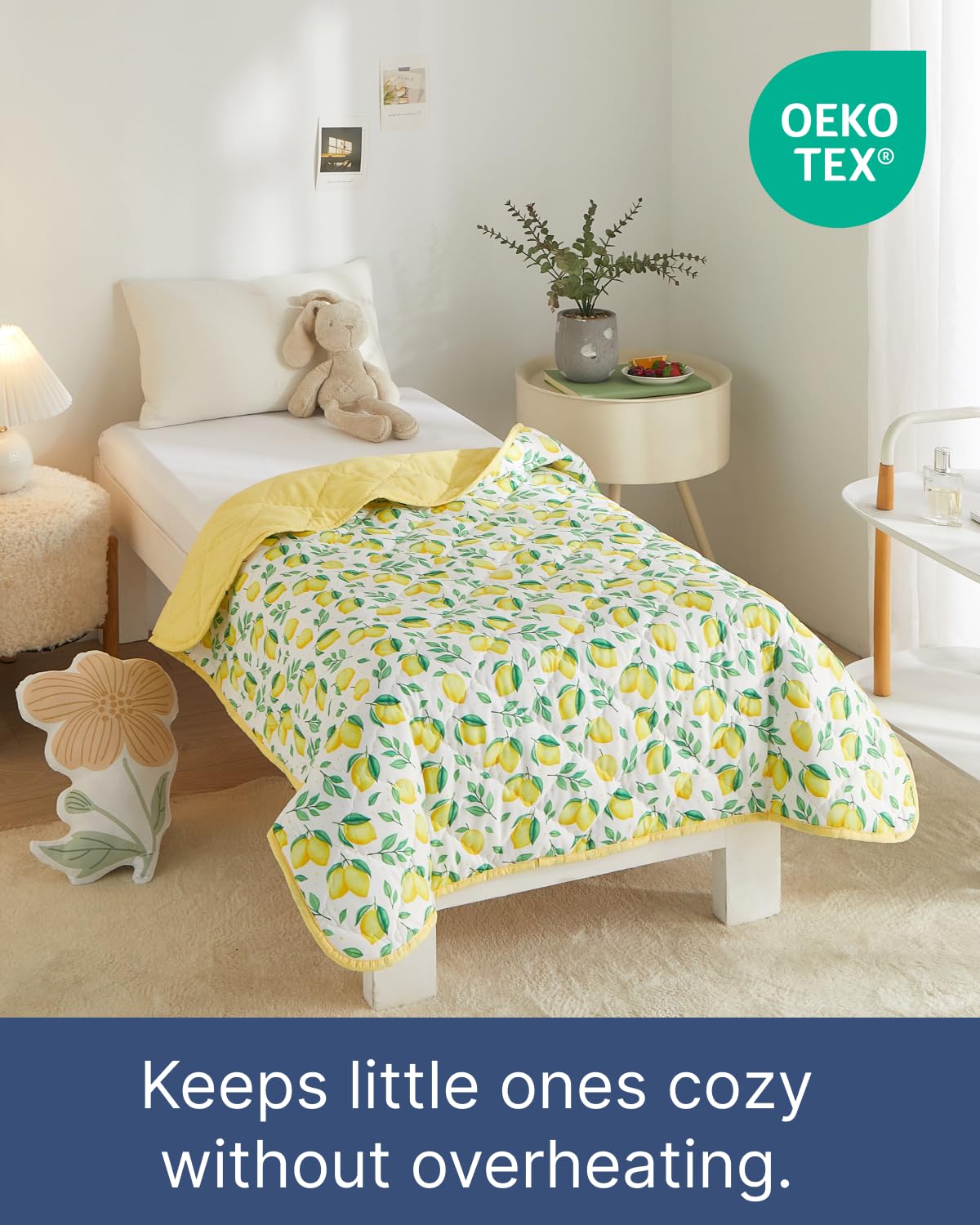 Lemon Toddler Comforter - Down Alternative Toddler Microfiber Comforter - Lightweight & Warm Baby Quilt Blanket - Soft & Breathable - Kids Duvet Insert for Crib & Stroller - Machine Washable - 39x47