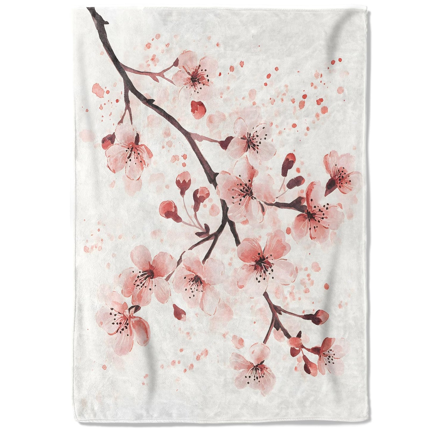 coedoaes Cherry Blossom Fleece Blanket - 50x60in Elegant Pink Flower Floral Branches Throw Blankets,Soft Cozy Lightweight, Ideal for Living Room Home Nature Decor and Kids Women Girls Spring Gifts