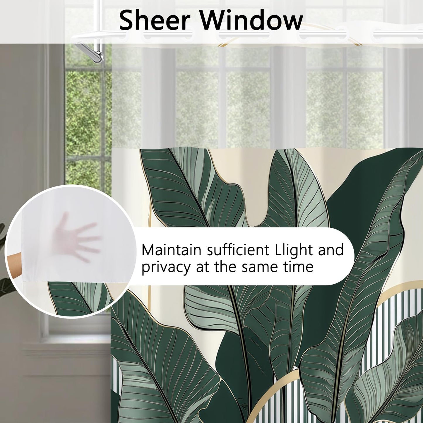 Xiazhilaio No Hook Boho Shower Curtain with Snap in Fabric Liner
