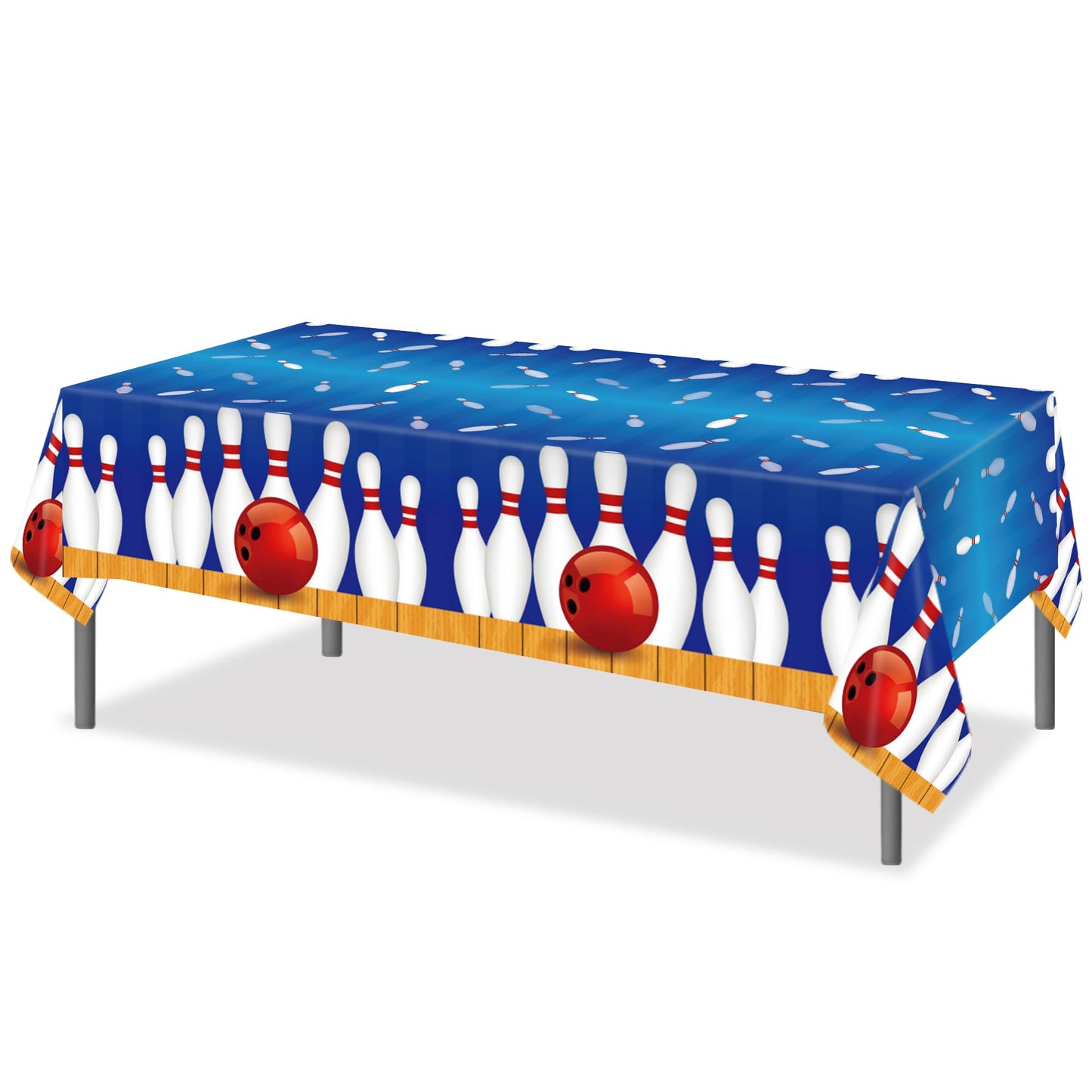 CC HOME 1Pc Bowling Party Plastic Tablecloth 54 x 87 Inch Long Table Cover, Bowling Ball Party Tablecover for Ball Sports Theme Kids Baby Shower Birthday Dinner Picnic Kitchen Event