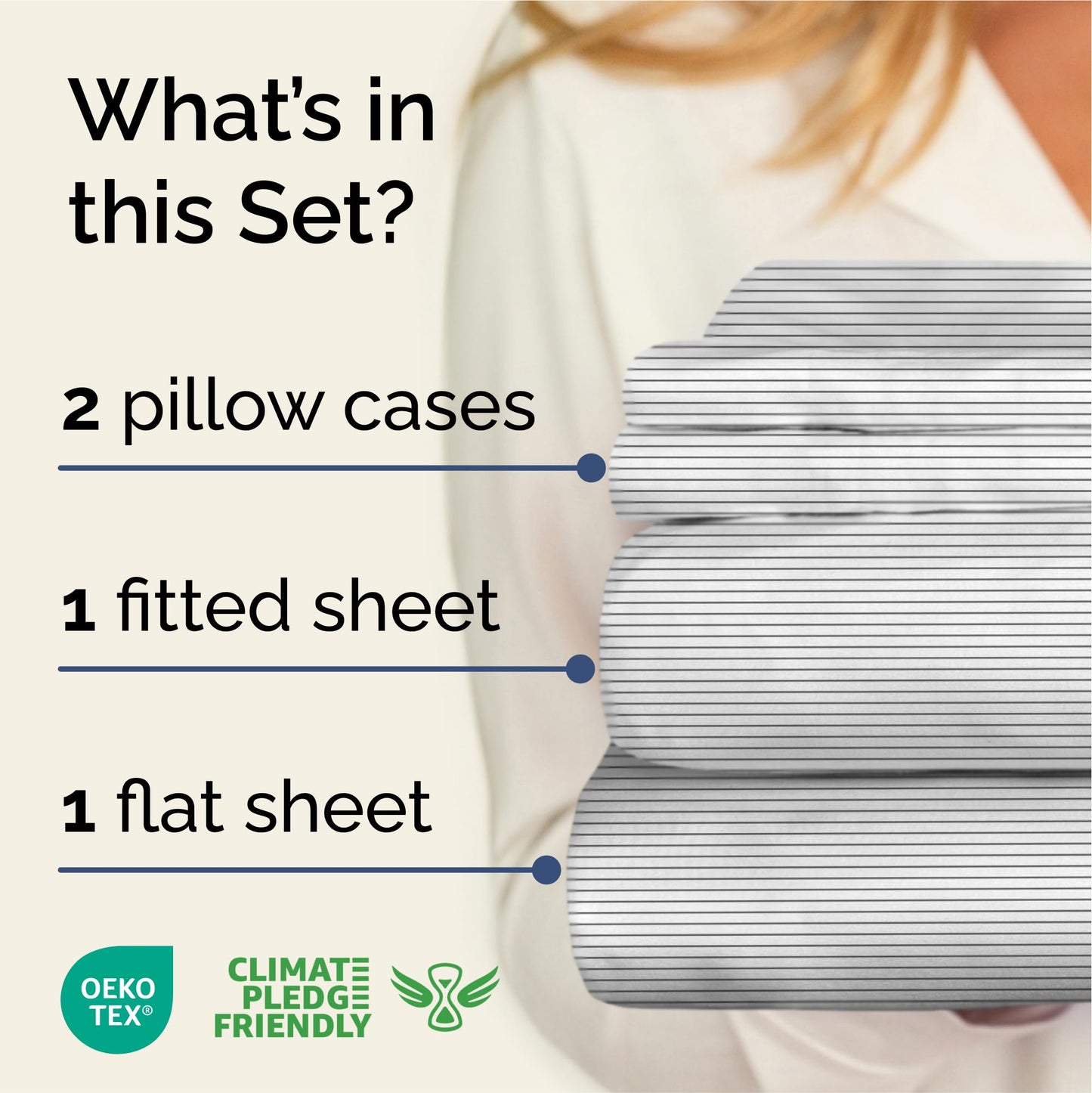 Striped Sheets - Black & White Striped Sheets - 1 Flat & 1 Fitted & 2 Pillowcases w/ Deep Pockets – Wrinkle & Fade Free - Soft, Breathable and Cooling – Luxury Pinstripe Bedding - Queen Size Bed Set