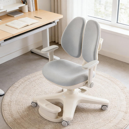 Ergonomic Kids Desk Chair with Adaptive Back Support, Adjustable Footrest, and 90° Flip-Up Armrests — Breathable Study Chair for Ages 3-12, Fits Home Office and Bedroom