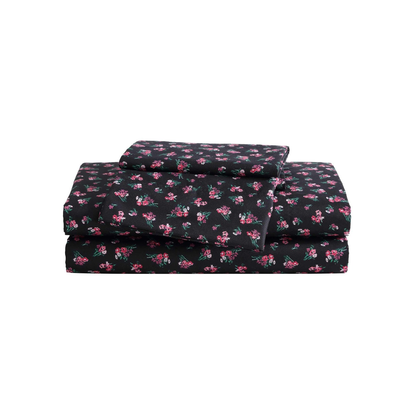 Betsey Johnson - Queen Bed Sheets, Soft & Lightweight Bedding, Fade & Wrinkle Resistant (Bouquet Ditsy Black, Queen)
