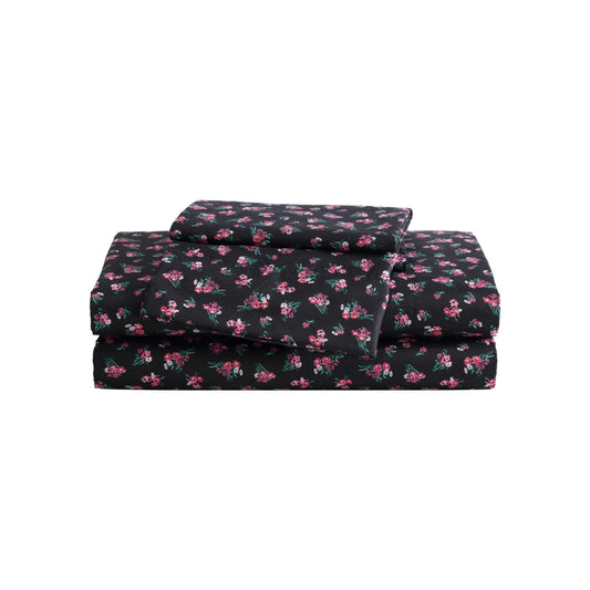 Betsey Johnson - Full Bed Sheets, Soft & Lightweight Bedding, Fade & Wrinkle Resistant (Bouquet Ditsy Black, Full)