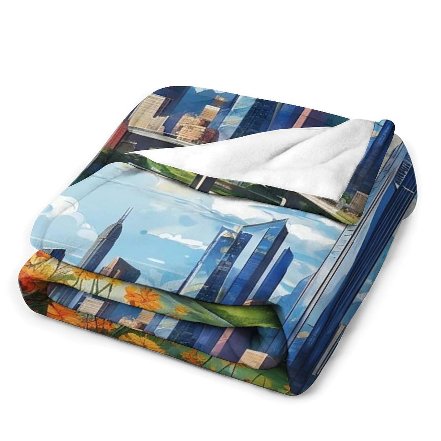 Atlanta Georgia City Skyline Landscape Abstract Blanket Soft Flannel Lightweight Blanket Outdoor Travel Carry Living Room Bedroom Sofa Decoration Gifts 50x60 Inch
