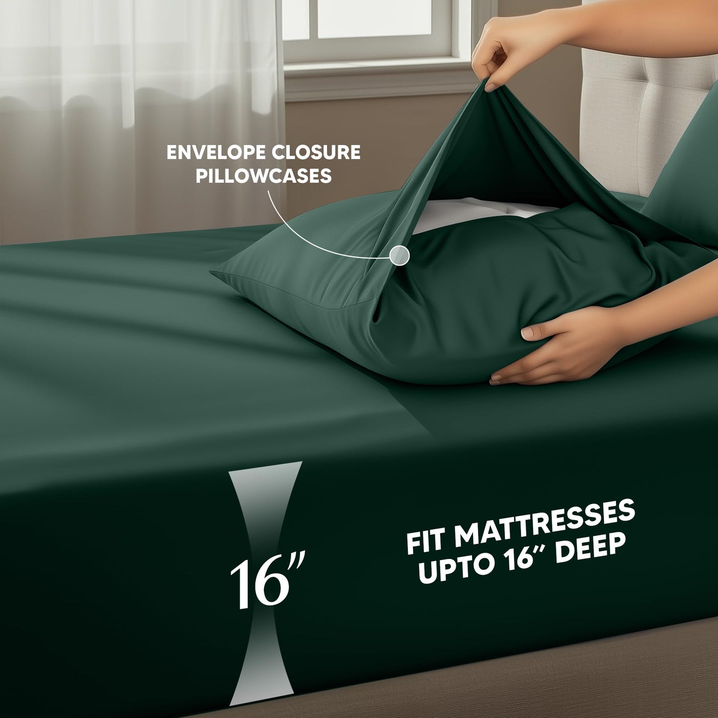 Utopia Bedding Queen Size Sheet Set – 4 Piece Bed Sheets, Soft and Breathable Microfiber, Includes 1 Fitted Sheet, 1 Flat Sheet and 2 Pillowcases – Oeko Tex (Emerald Green)
