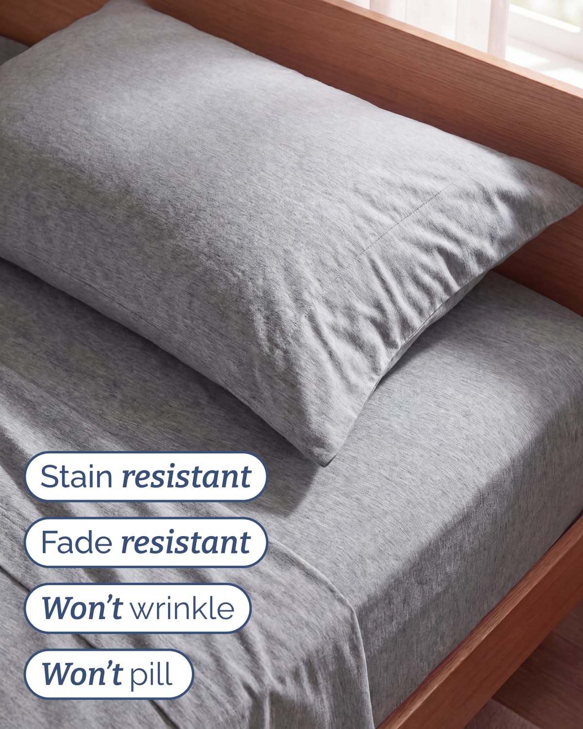 Twin Size 3 Piece Sheet Set - Comfy Breathable & Cooling Sheets - Hotel Luxury Bed Sheets for Women & Men - Deep Pockets, Easy-Fit, Soft & Wrinkle Free Sheets - Heathered Grey Oeko-Tex Bed Sheet Set
