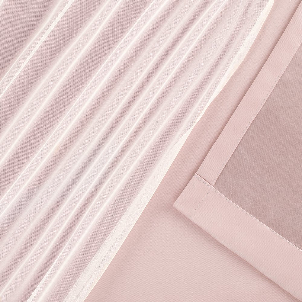TOWN & COUNTRY LUXE Talia Double Layer Indoor Curtains, Sheer and Room Darkening Blackout, Grommet Top, Energy Efficient, 2-Pack Set, 52"x84", Rose Blush