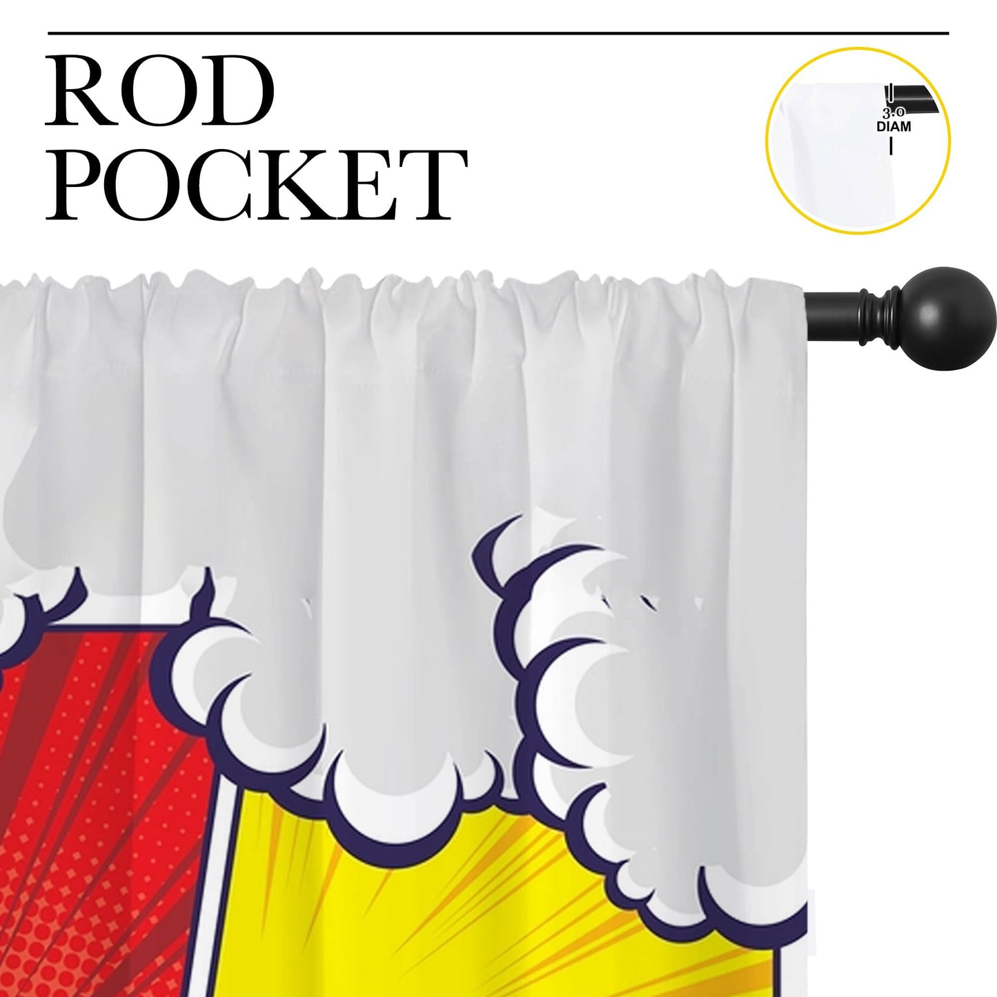 PYMATYTN City Rod Pocket Blackout Curtains for Boy Girl Bedroom, Pop Art Style New York Cityscape Thermal Insulated Home Window Drapes for Living Room Darkening, 42x45 inch