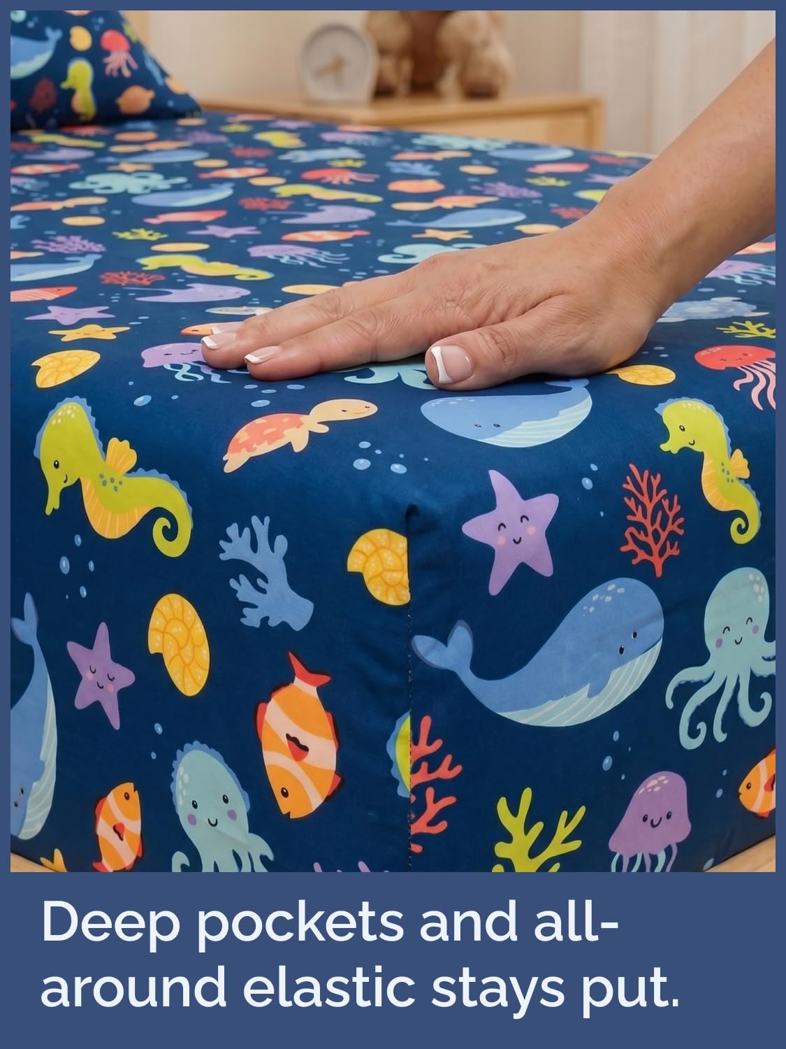 CGK Unlimited Kids Sea Creatures Twin 3 Piece Sheet Set - Boys, Girls, Teens, Toddler - Easy Fit Deep Pockets - Soft, Cooling & Breathable Sheets - Cute, Cozy, Fade & Wrinkle Free - Machine Washable