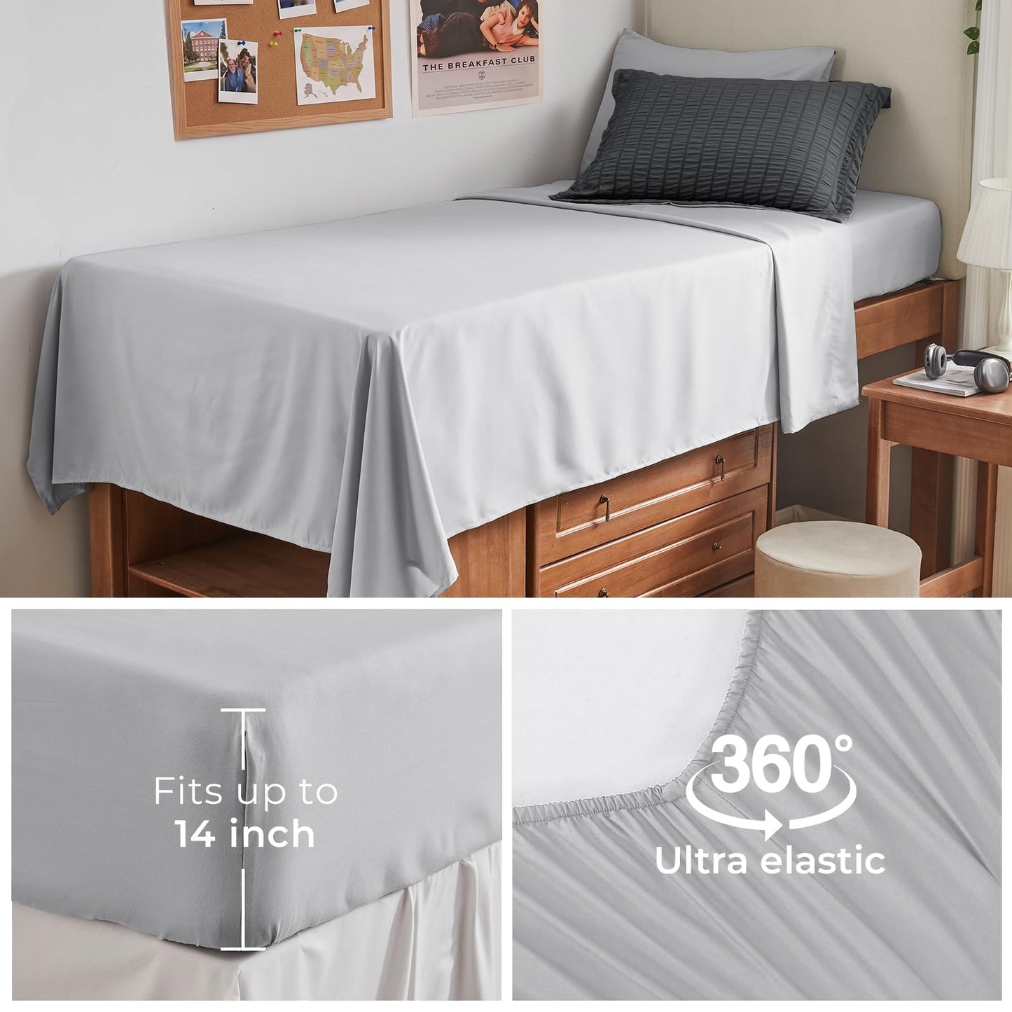 HYMOKEGE Dark Grey/Light Grey Twin Comforter Set Seersucker 5 Pieces, All Season Luxury Bed in a Bag for Bedroom, Bedding Set with Comforter, Sheets, Pillowcase & Sham