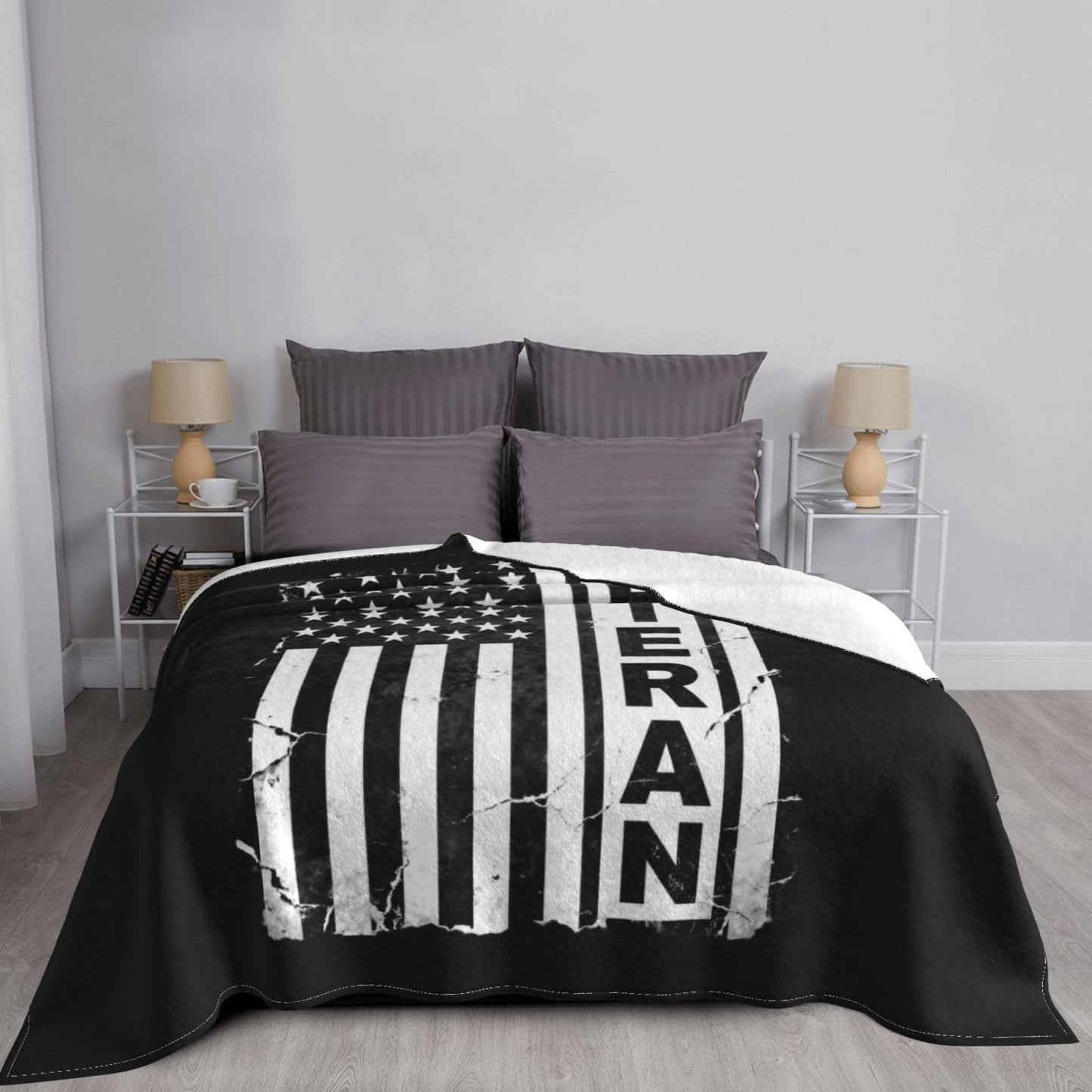 Veteran Patriotic U.S Army American Flag Premium Fleece Blanket, Ultra-Soft Plush Throw Blanket, Warm Cozy Fleece Blanket for Bed, Couch & Travel 60"x50"