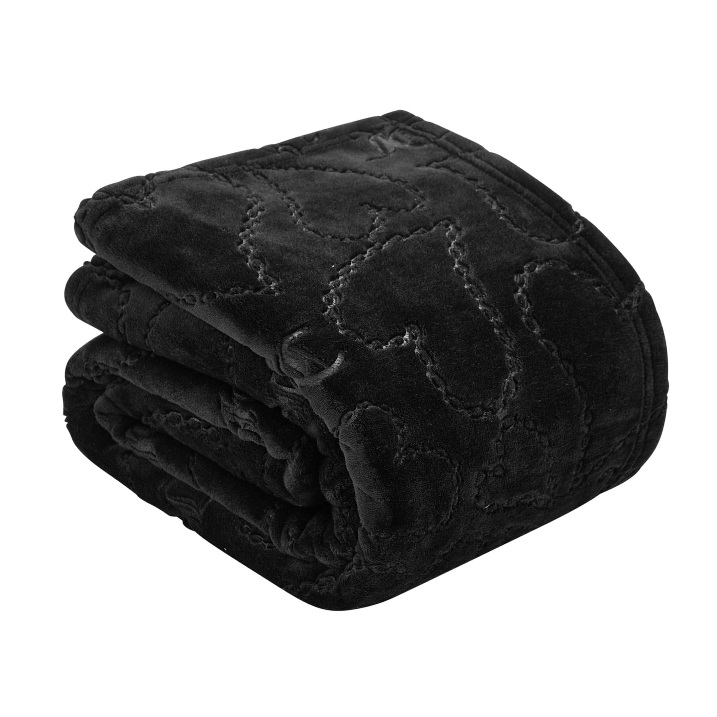 Juicy Couture Embossed Plush 60"x70" Oversized Throw Blanket, Chain Hearts Black