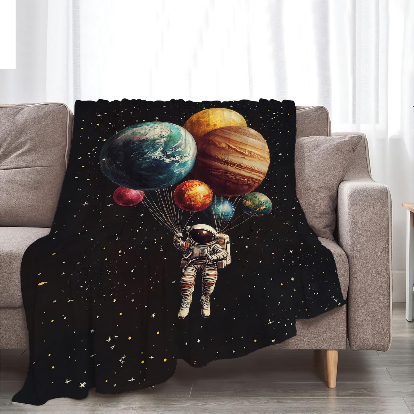 Space Blanket, Astronaut Throw Blanket, Astronaut Gifts, Galaxy Blankets, Space Stuff Fleece Flannel Plush for Men Women Girls Lovers Adults Soft Bedding for Sofa Office Home Decor 40"X50"