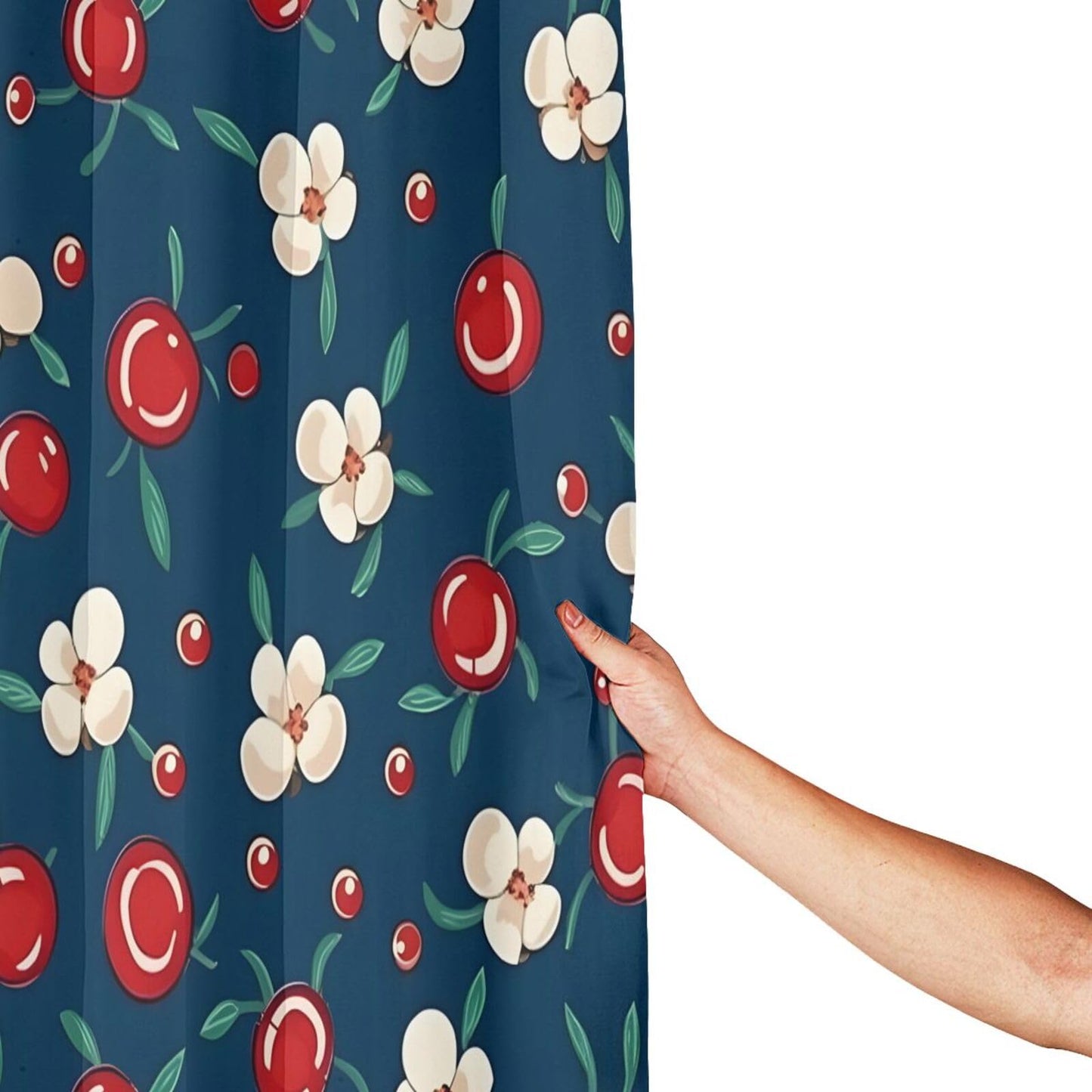 HSYOYO Blue Flower Cherry Shower Curtains for Bathroom Waterproof Shower Curtain Set with 12 Plastic Hooks Washable Bathroom Curtain Modern Bathroom Decor 72" W x 72" L