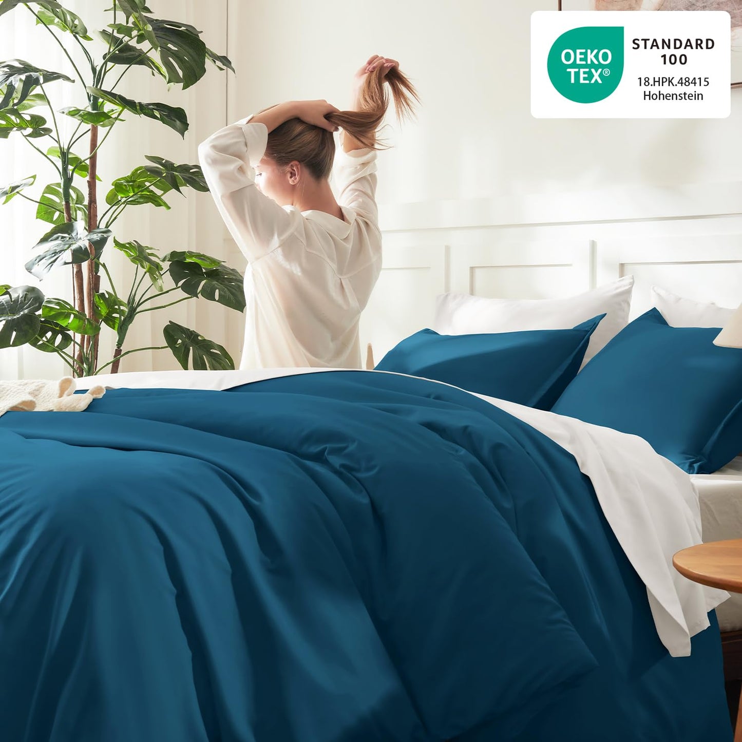 Litanika Teal Comforter King Size, 3 Pieces Turquoise Lightweight Solid Bedding Comforter Set, All Season Fluffy Bed Set (104x90In Comforter & 2 Pillowcases)