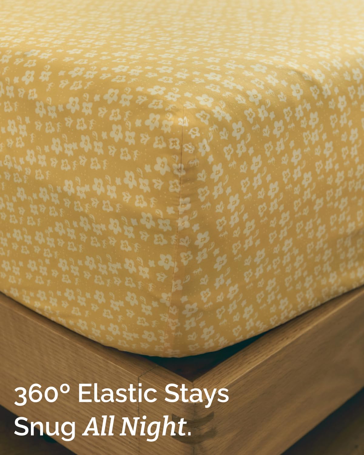 Floral Sheets - Yellow Floral Bed Sheet Set - 1 Flat, 1 Fitted & 2 Pillowcases w/ Deep Pockets - Comfy, Wrinkle & Fade Free - Boho Botanical Bedding - Ultra-Soft, Breathable & Cooling - Full Size Set