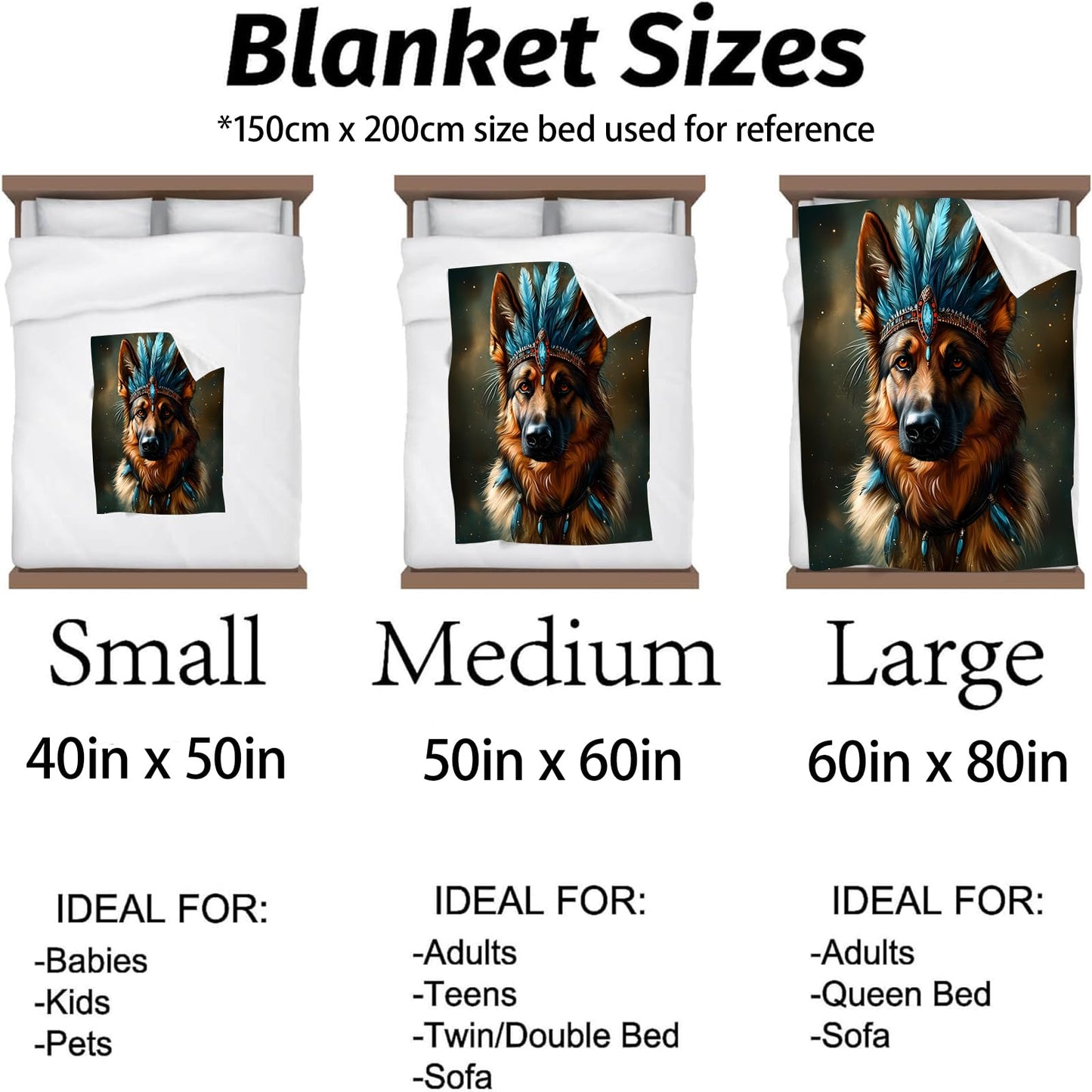 Kibue Pretty German Shepherd Dog Blanket - Soft & Cozy Flannel Plush Lightweight Throw Blanket for Travel, Office, Bedroom, Sofa - Warm Decor for Adults Kids Women Men 60"×50"