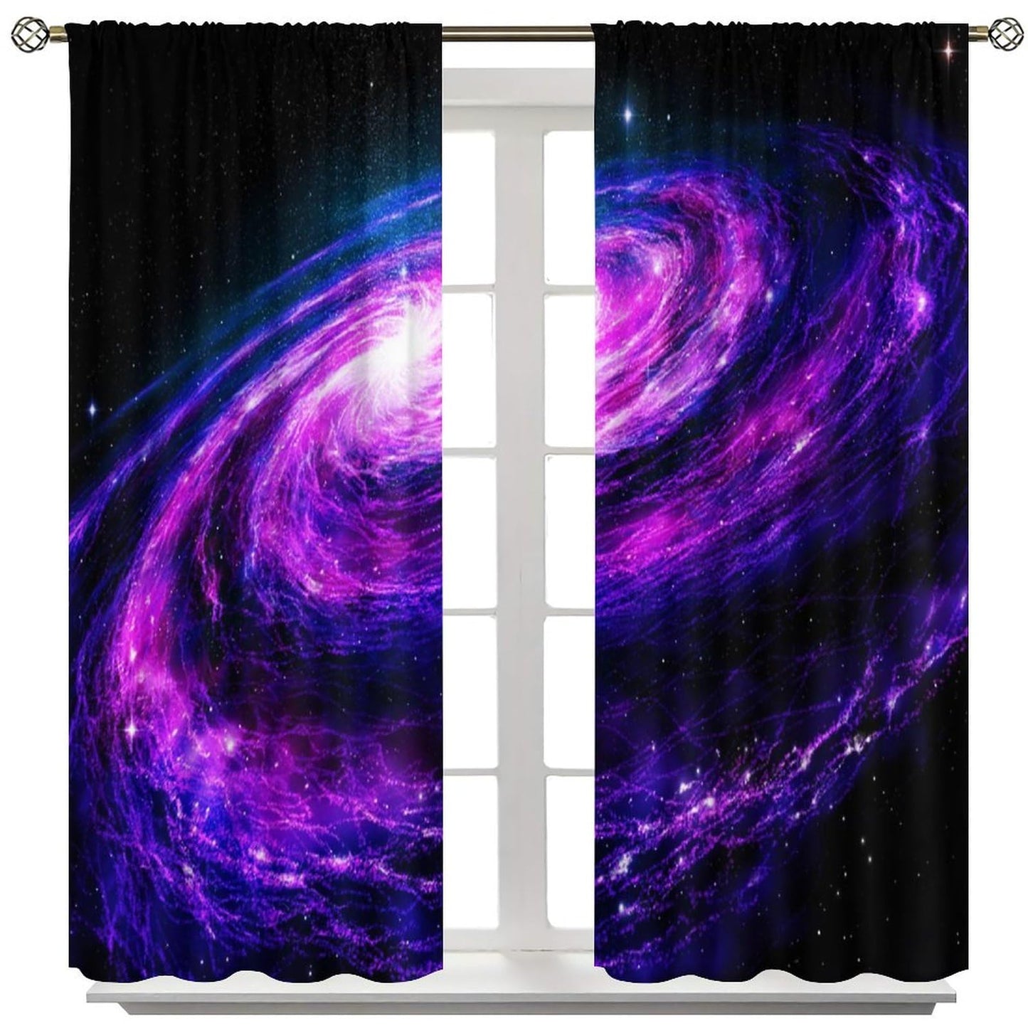 Galaxy Blackout Curtains,Purple Universe Starry Night Outer Space Mystery Galaxy Milky Way Black Hole Stars Windows Treatments Rod Pocket Drapes For Kids Boys Teenage Living Room Bedroom 63x72in