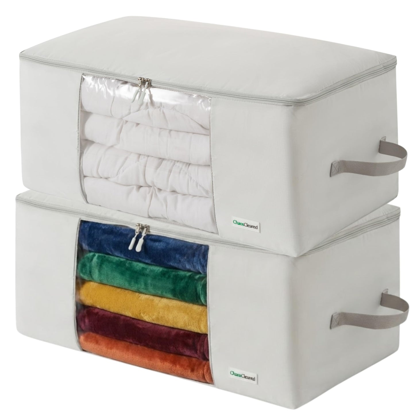 Comforter Storage Bag - Folding Organizer bag for King/Queen Comforters, Pillows, Blankets, Bedding/Quilt, Blanket, Duvet, Large Collapsible Organizers, 24"x14"x11" (2 Pack Gray, 2 Pack)