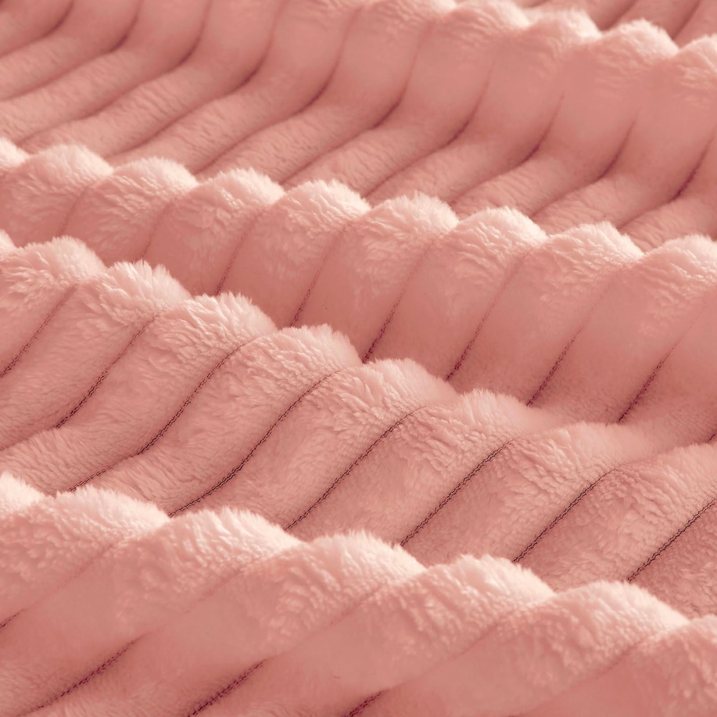 CHERAISA Throw Blanket for Couch - Flannel Fleece 3D Striped Ribbed Bed Blanket.Super Soft Blankets for Women Girls,Teacher Gifts Birthday Gifts Room Home Dorm Decor (Light Pink, Twin(60"x80"))