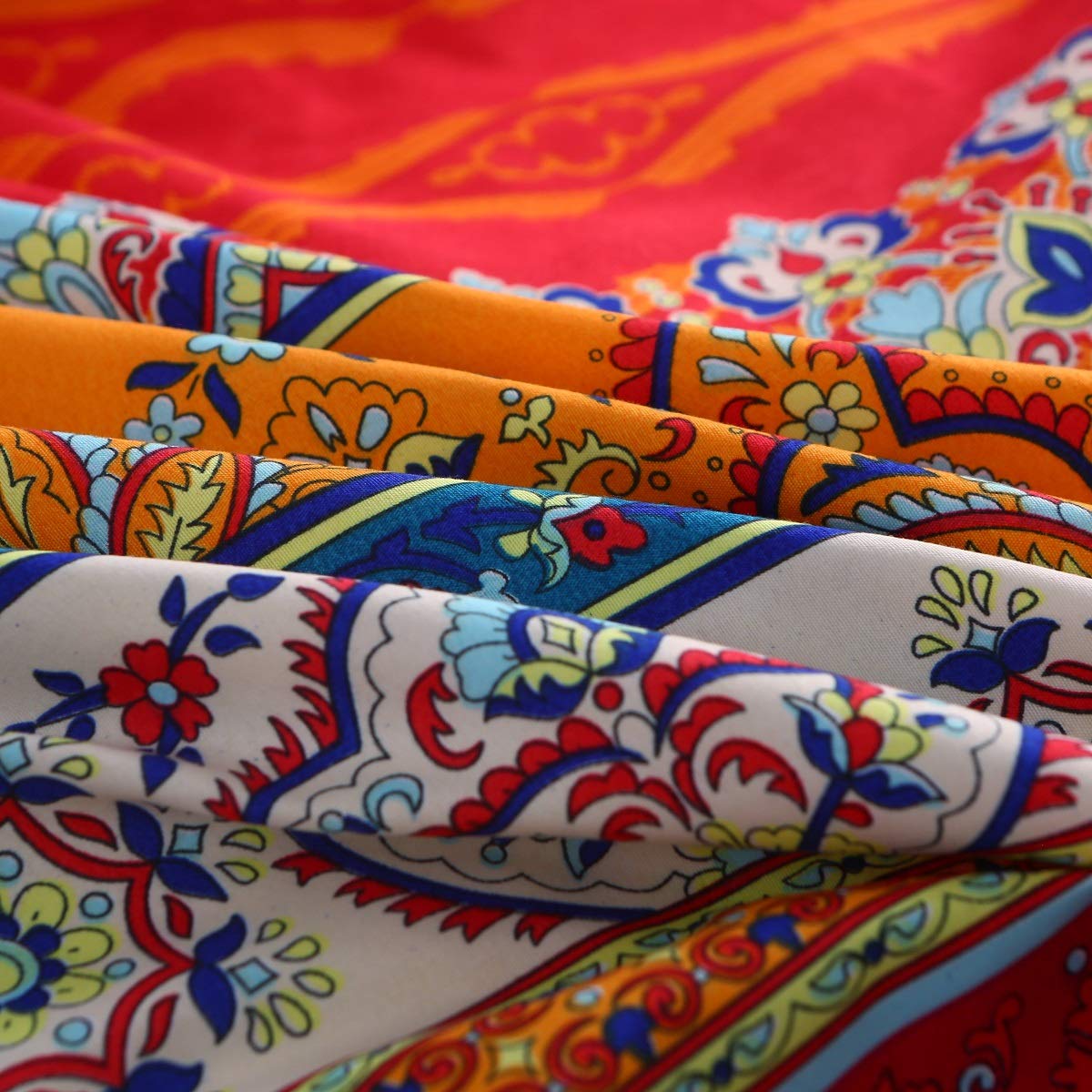 Pangzi Bohemian Sheet Set,Retro Bed Sheets 16 inch Deep Pockets,1 Fitted Sheet, 1 Flat, 2 Pillow Cases - 4 Piece (Queen, A)
