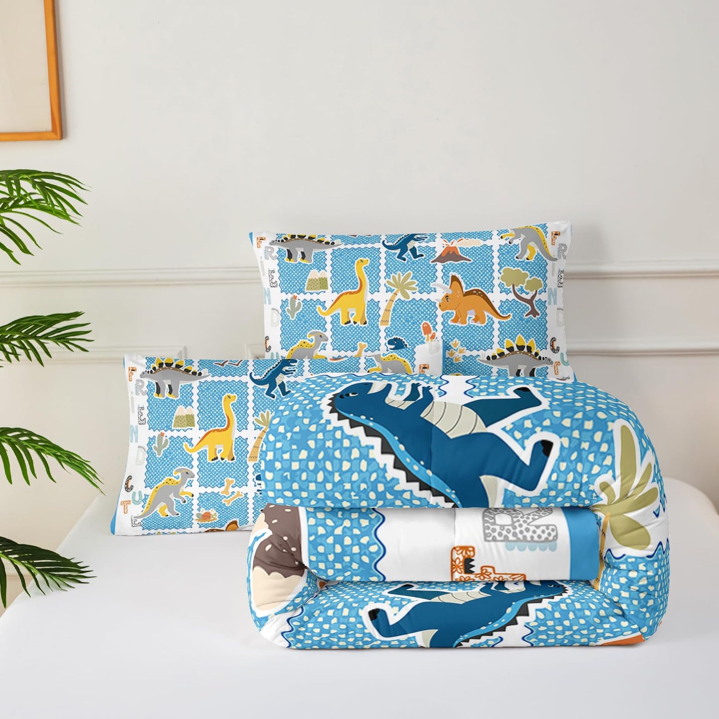 lneffble Twin Bed Comforter Sets for Boys Dinosaur，Dinosaur Bedding Set for Girls Teens Kids Boys Adults Room Decor,with 1 Comforter with 2 Pillow Case