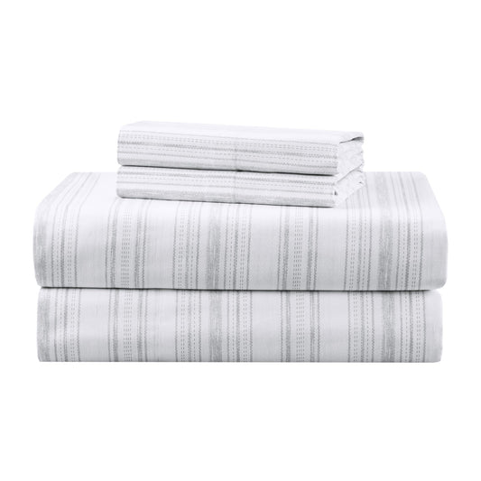 Comfort Spaces 100% Cotton Sheets Twin XL, Breathable, Naturally Cool Cotton Sheets, Cotton Bed Sheets with 12" Elastic Pocket Fits up to 14" Mattress, All Seasons Sheet Set, Good Vibes Grey 3 Piece