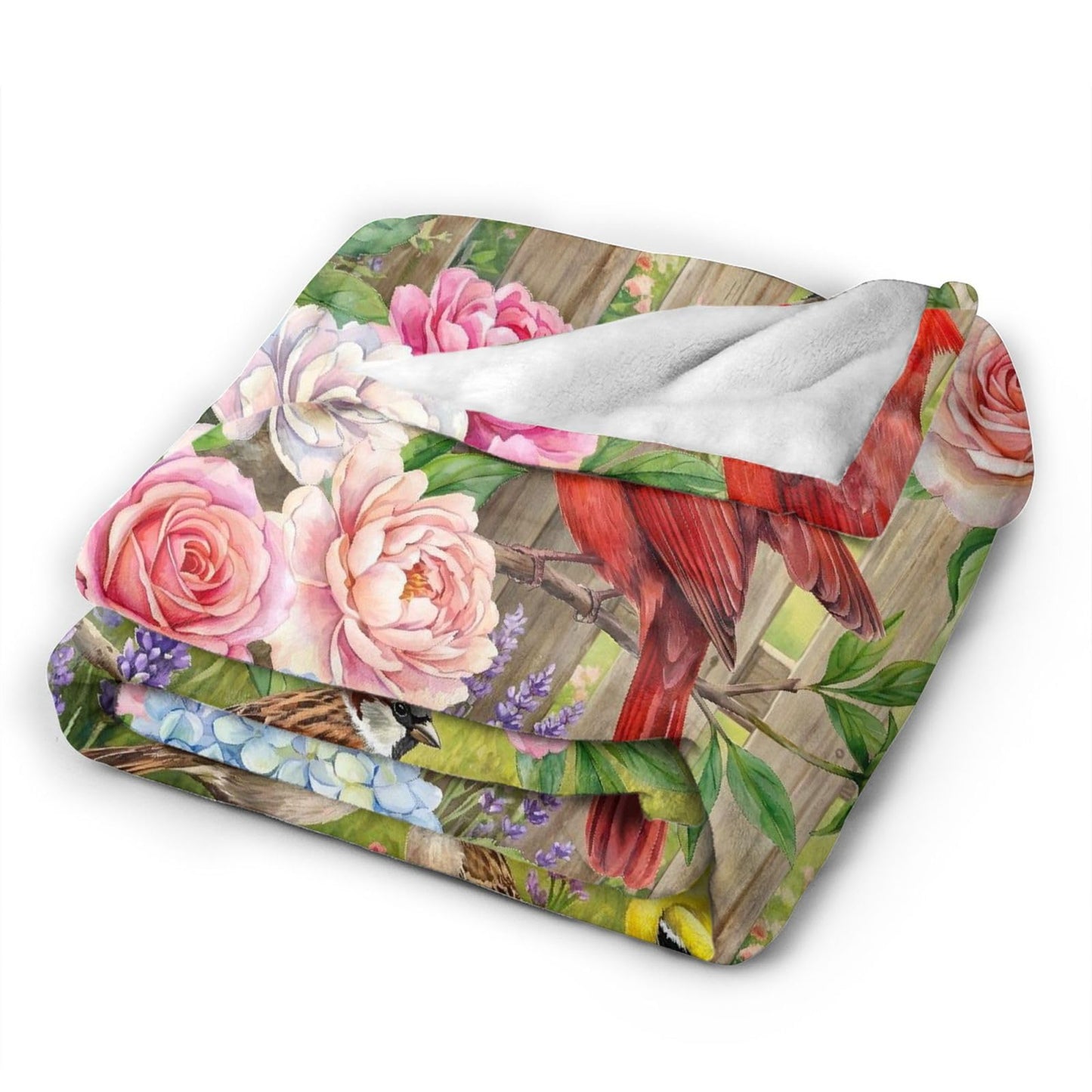 Gbuzozie Rustic Cardinal and Sunflowers Fleece Blanket Lightweight Ultra-Soft Spring Summer Flowers Birds Throw Blanket for Sofa Couch Bed Camping Travel - Super Soft Cozy Microfiber Blanket 50"X40"