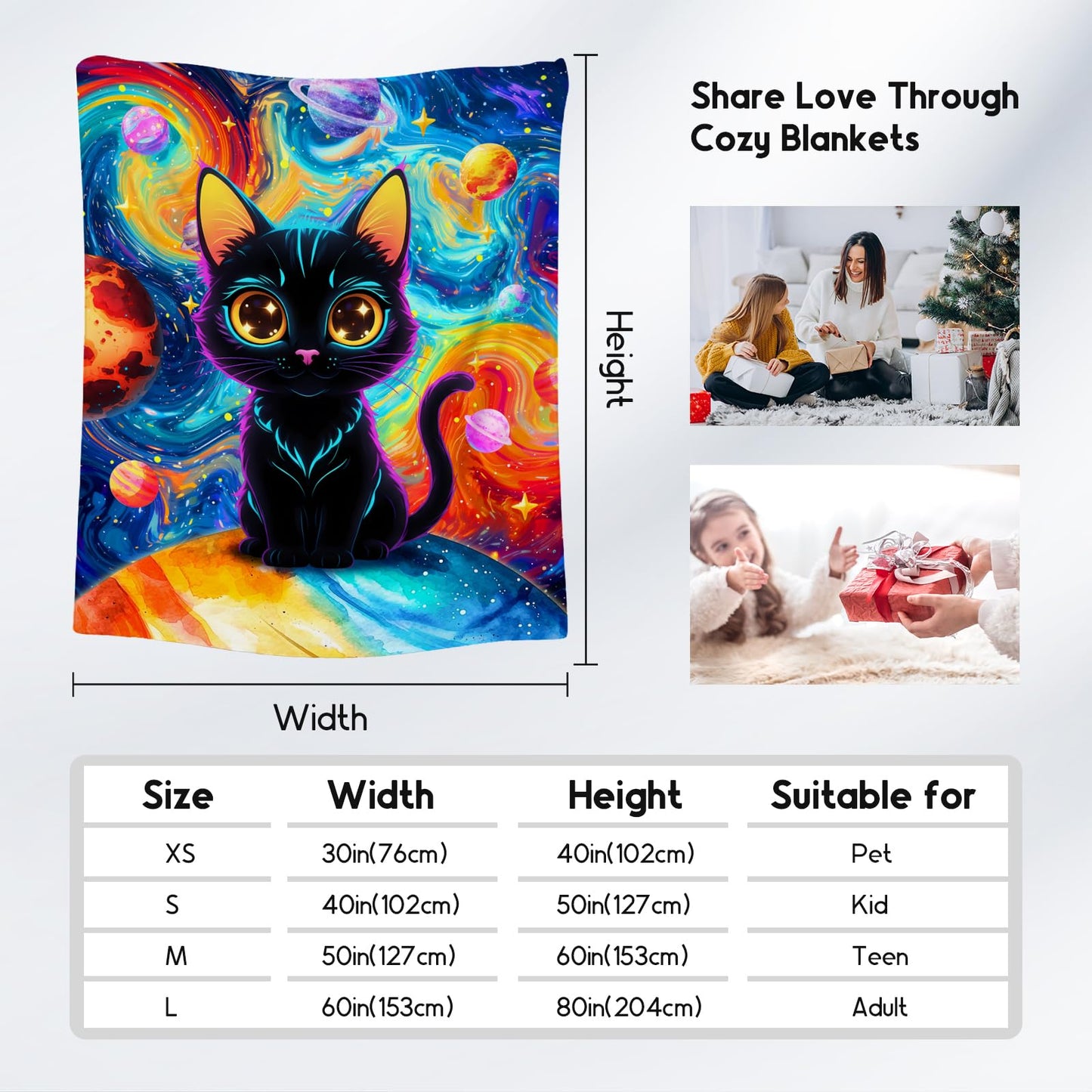 XaocNyx Cat Blankets for Cat Lovers - Girls Blanket for Toddler/Kids - Lightweight Planet Throws Gifts for Office Couch - 30"x40"