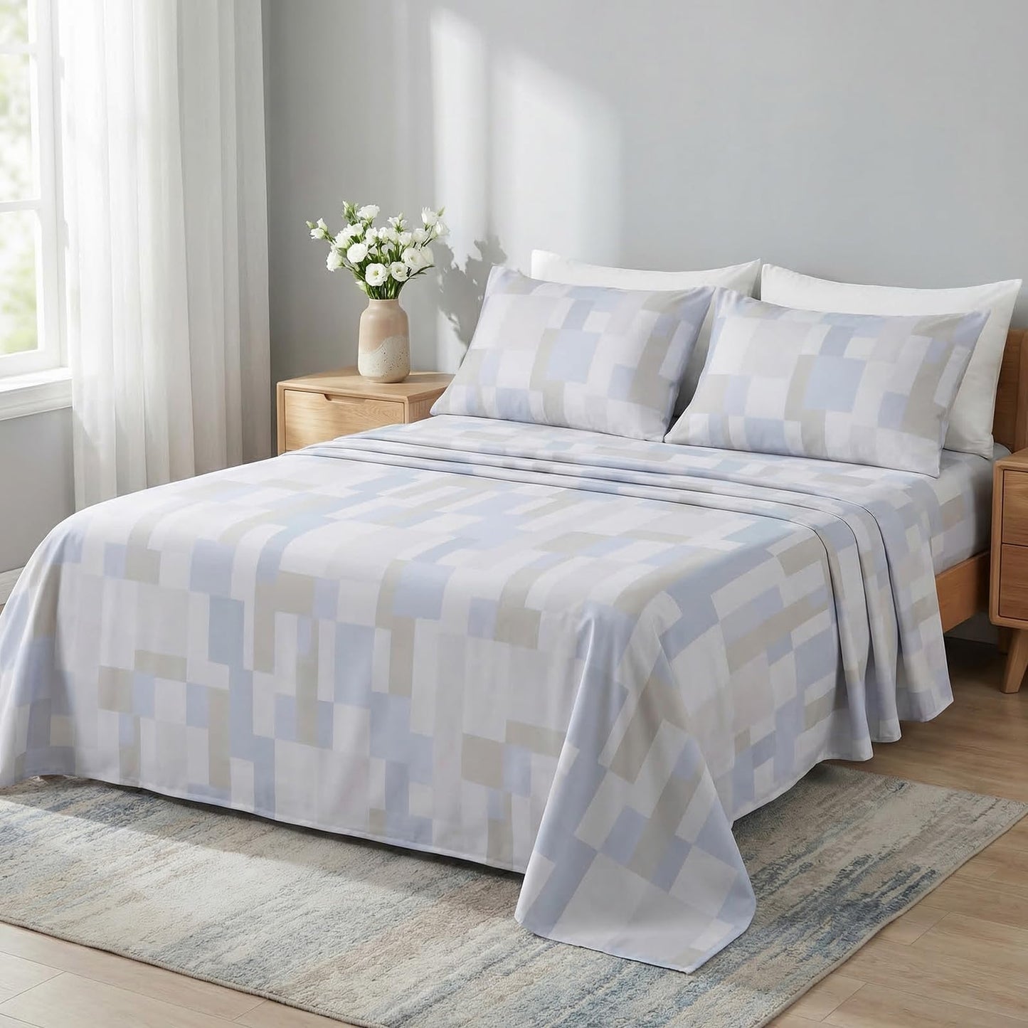 YIYEA King Size Sheets Set, Premium Double Brushed Microfiber Bed Sheet Set for All Season, Soft Breathable, 16" Deep Pocket, Shrinkage and Fade Resistant, 4PC, King