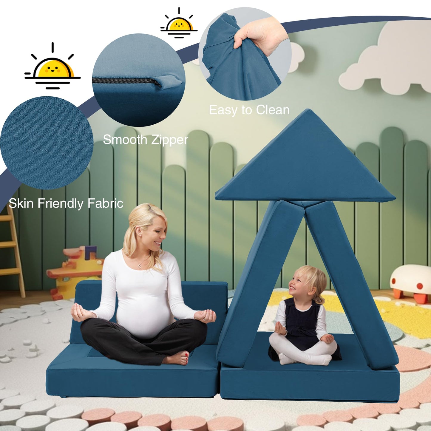 Edbuosy 22Pcs Modular Kids Play Couch - Kids Couch for Playroom Bedroom Living Rooms Toddler Sofa for Inspiring Child Creativity，Children Convertible Foam Sofa