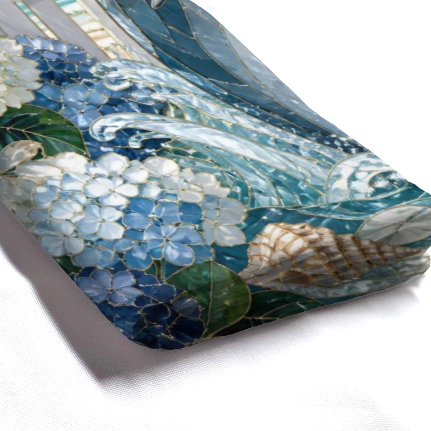 REZHOCH Coastal Fun Dolphin Shower Curtain 72x72Inch,Stained Glass Art Hydrangeas Flower Shells Picket Fence Bathroom Decor,Cute Animal Waterproof Bath Set Summer Beach Home