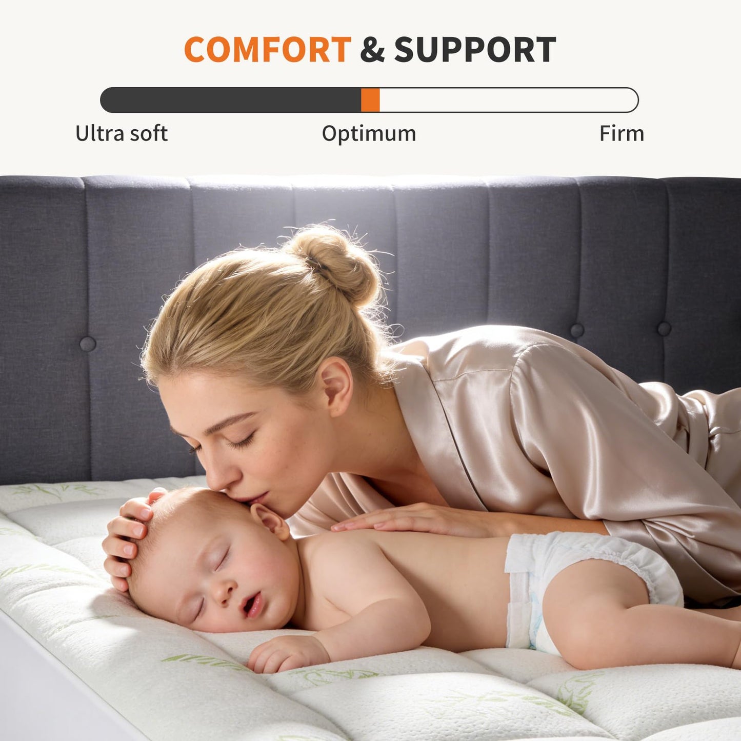 Sweetcrispy Mattress Topper, Bamboo Viscose Ultra Soft Mattress Protector with Stretchable Pockets, Cooling Pillow Top Mattress Pad Breathable, Mattress Cover for Back Pain Relief, Hot Sleepers