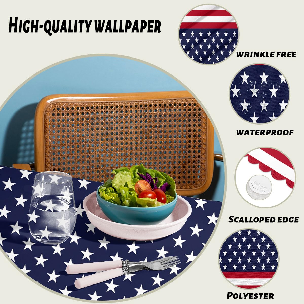 XYJFZL 4th of July Decorative Rectangle Tablecloth American Flag Patriotic Party Rectangle Tablecloth Picnic Table Cover BBQ Table Cloths Polyester for Kitchen Coffee 52 x 70 Inch 4-6 Seats