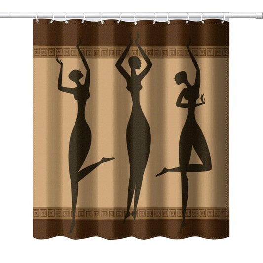 DDCBNS Africa Woman Shower Curtain Retro Style Graces Girls Silhouette Shower Curtain for Bathroom Decor Fabric Waterproof Upholstery Hook 66x72 Inches
