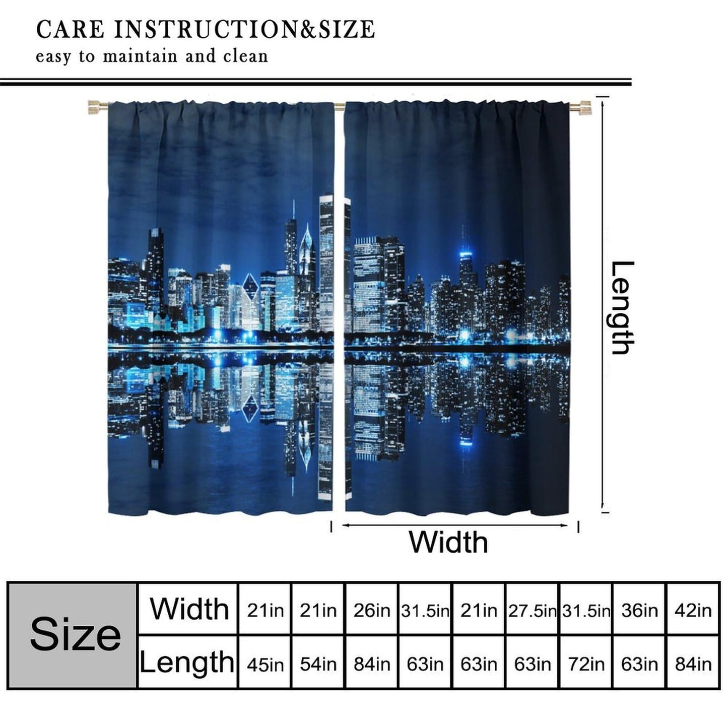 AAVEUP New York Night Curtains, 3D Ocean Manhattan City Architecture Neon Light Scenery Decor Window Treatments, Thermally Insulated Rod Pocket Drapes for Boys Girls Bedroom Living Room 42x45in