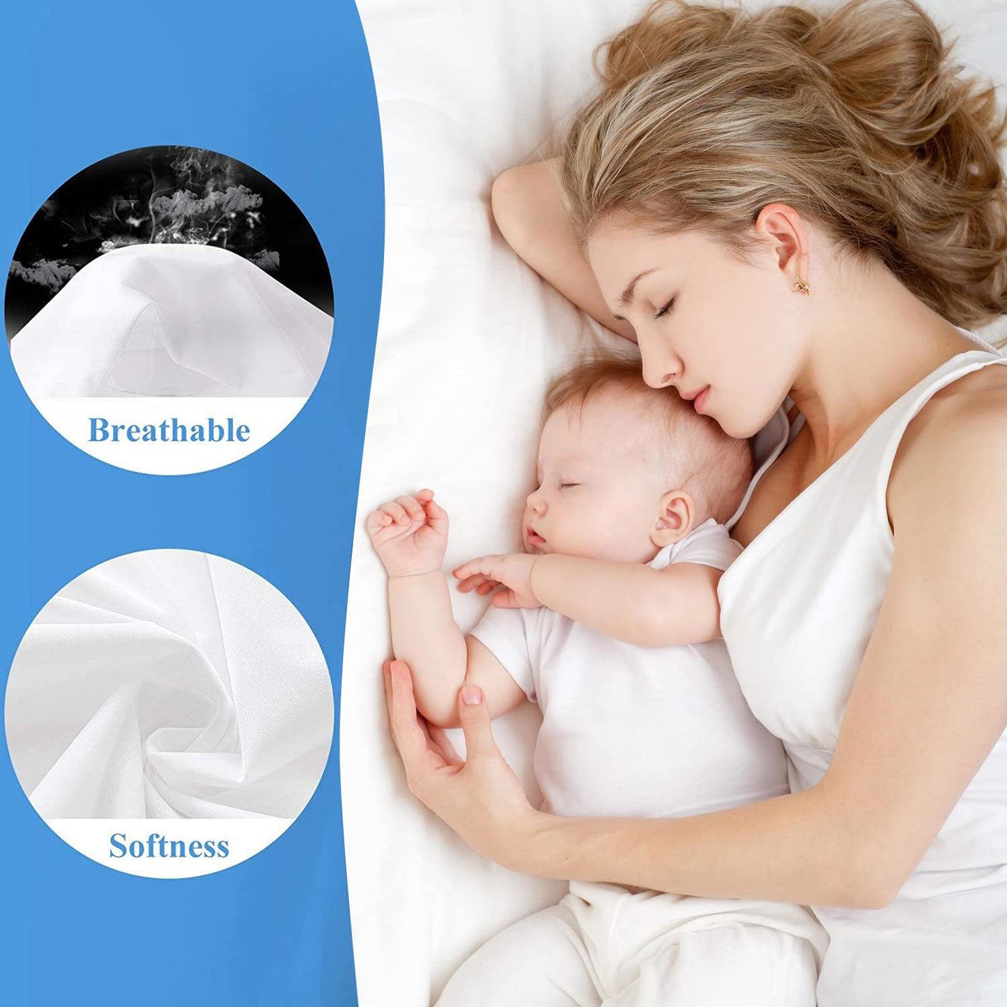 2 Pack Twin Size Premium Waterproof Mattress Protector, Soft Breathable Mattress Pad, Noiseless Waterproof Bed Cover - Stretch to 21" Fitted Deep Pocket Mattress Protection
