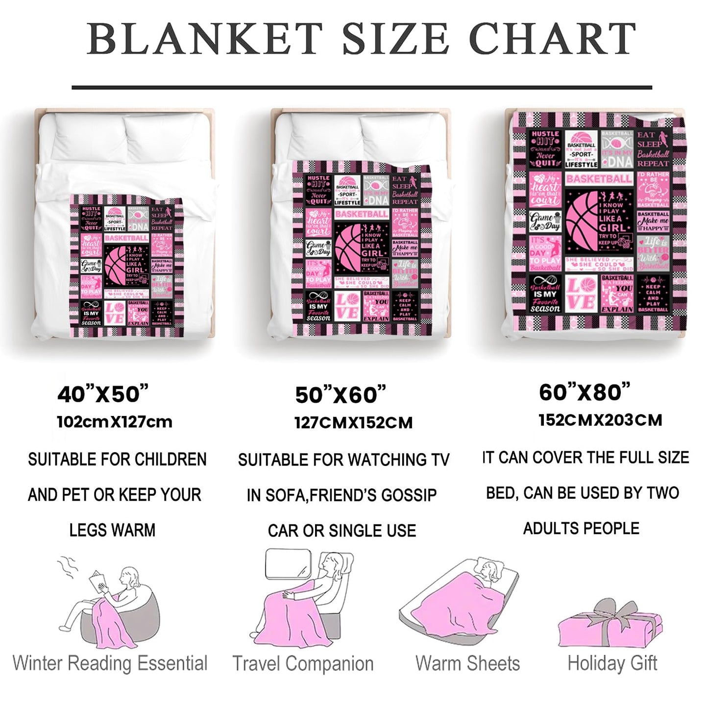 Basketball Blanket for Girls Basketball Gifts for Kids Stuff Basketballs Blankets Throw Bedding Basket Ball Gifts for Women Adults Basketball Lover Room Decor Birthday Party Decorations 50"X40"