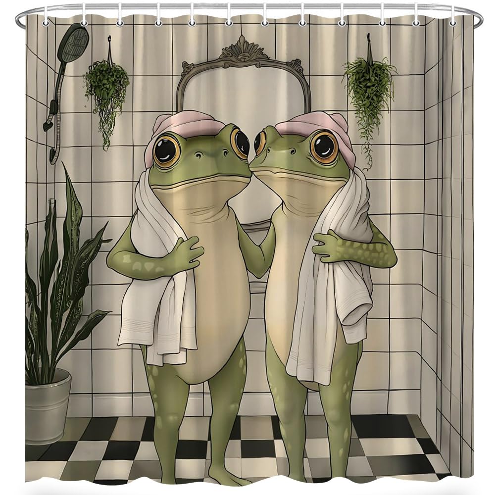 EUBTPA Funny Frog Polyester Shower Curtain 70X70 Inch