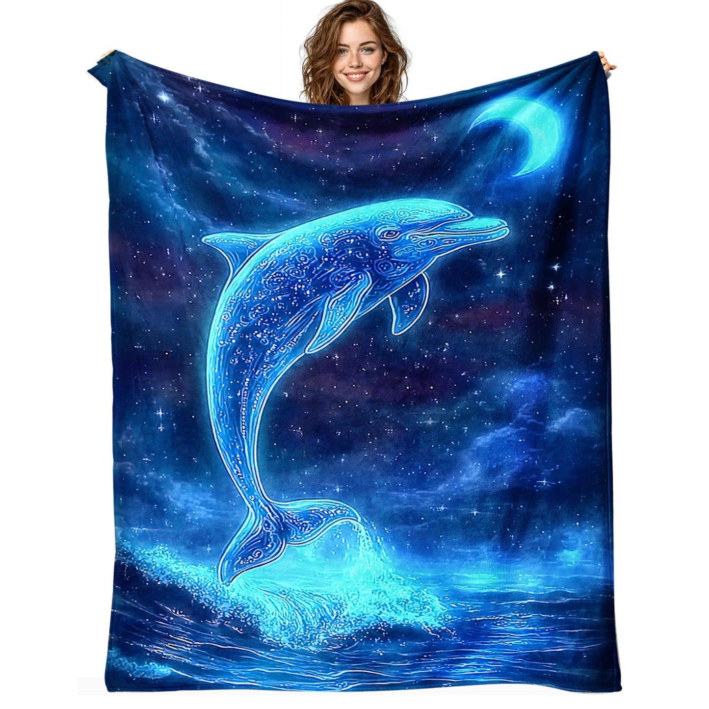 Dolphin Blanket Dolphin Fleece Throw Blanket Super Soft Fuzzy Plush Cozy Warm Dolphins Decor Stuffed Bedding Blankets Gift for Boys, Girls Men Women Kids & Adult 50"X40"