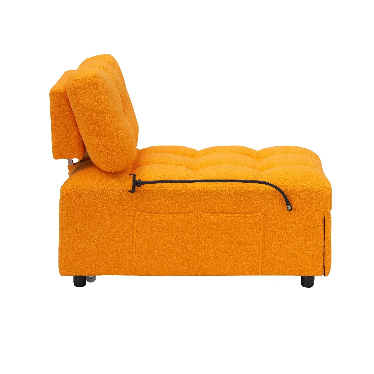 JvFun 40" L Convertible Sofa Bed, 3-in-1 Multifunctional Lounge Sleeper,Pullout Guest Bed with Side Pocket & Phone Holder, Adjustable Backrest | Design for Small Spaces, Living Room & Bedroom,Orange